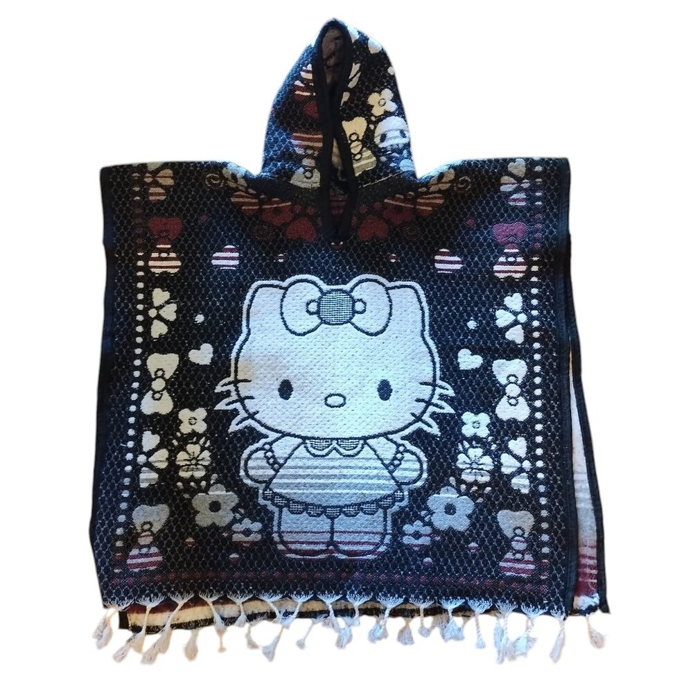 Hello Kitty and Kuromi Poncho Hoodie Zarape, Kids or Small Adult, One Size